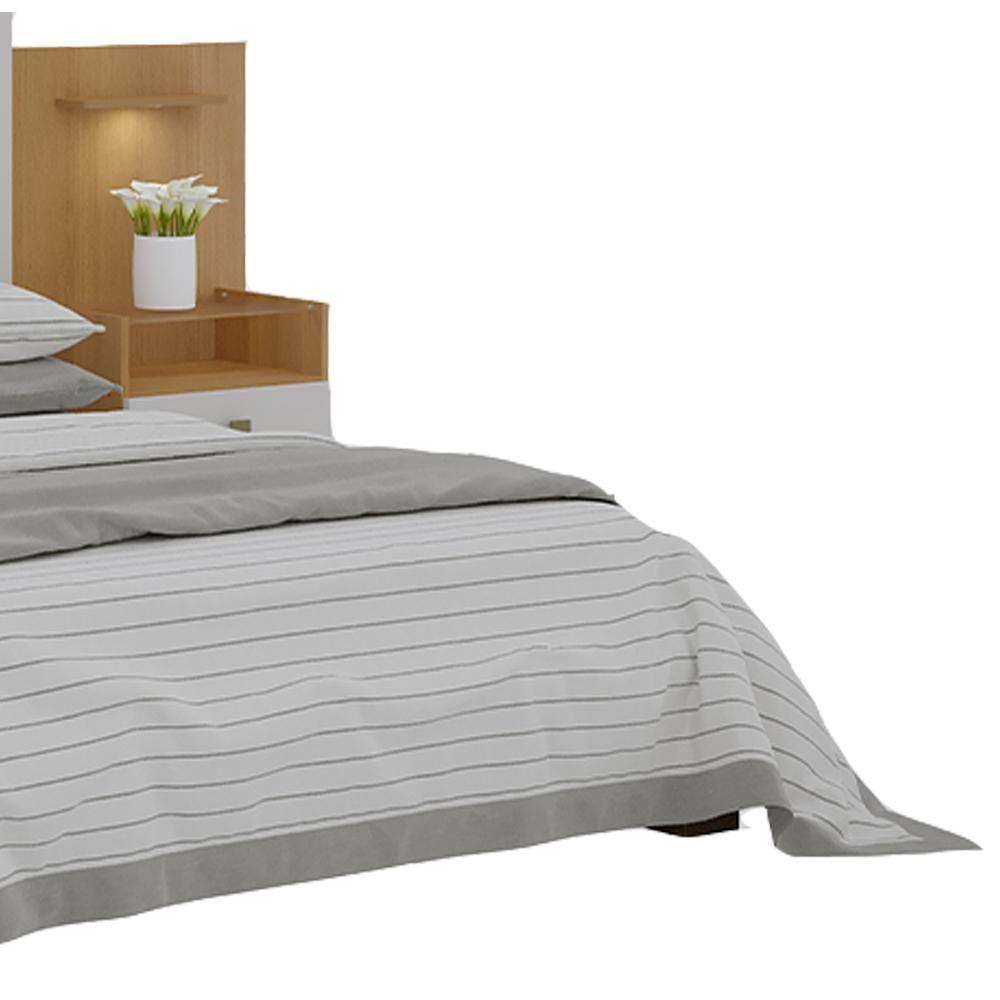 Cabeceira Casal/queen Rubi Extensível Com 2 Mesas De Cabeceira D'doro Cinamono Off White 1,40/1,60m - 4