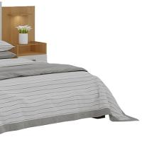 Cabeceira Casal/queen Rubi Extensível Com 2 Mesas De Cabeceira D'doro Cinamono Off White 1,40/1,60m - 4