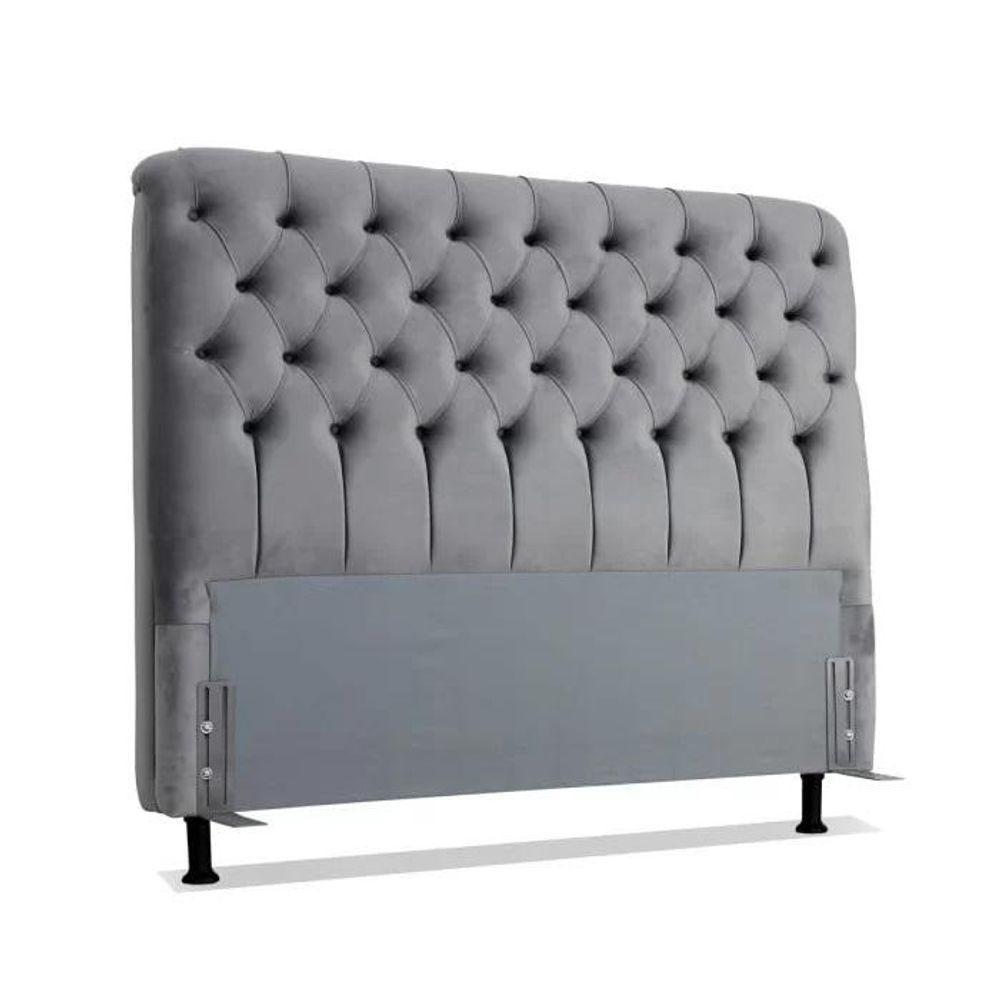 Cabeceira De Cama Box Casal 138cm Pádua Veludo Cinza - 1