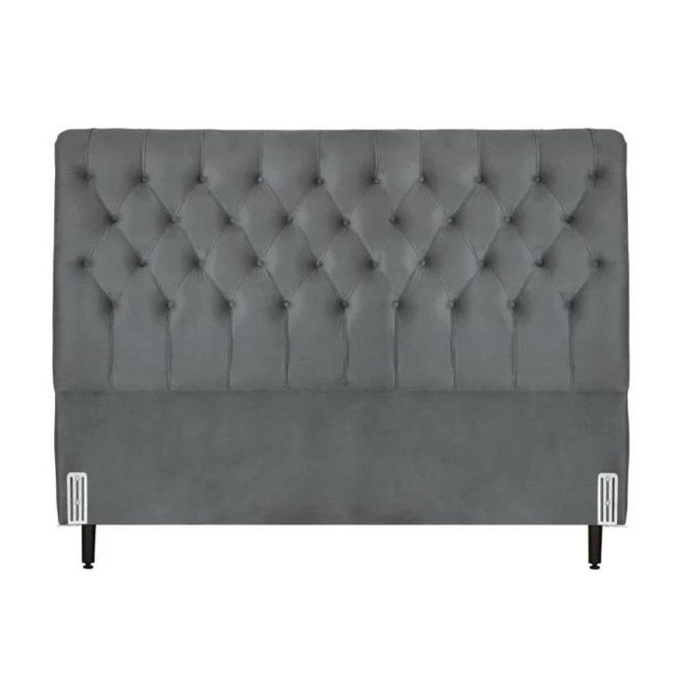 Cabeceira De Cama Box Casal 138cm Pádua Veludo Cinza - 4