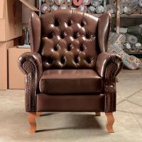 Poltrona Imperador Chesterfield Capitonê Couro Marrom - 3