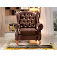 Poltrona Imperador Chesterfield Capitonê Couro Marrom - 7