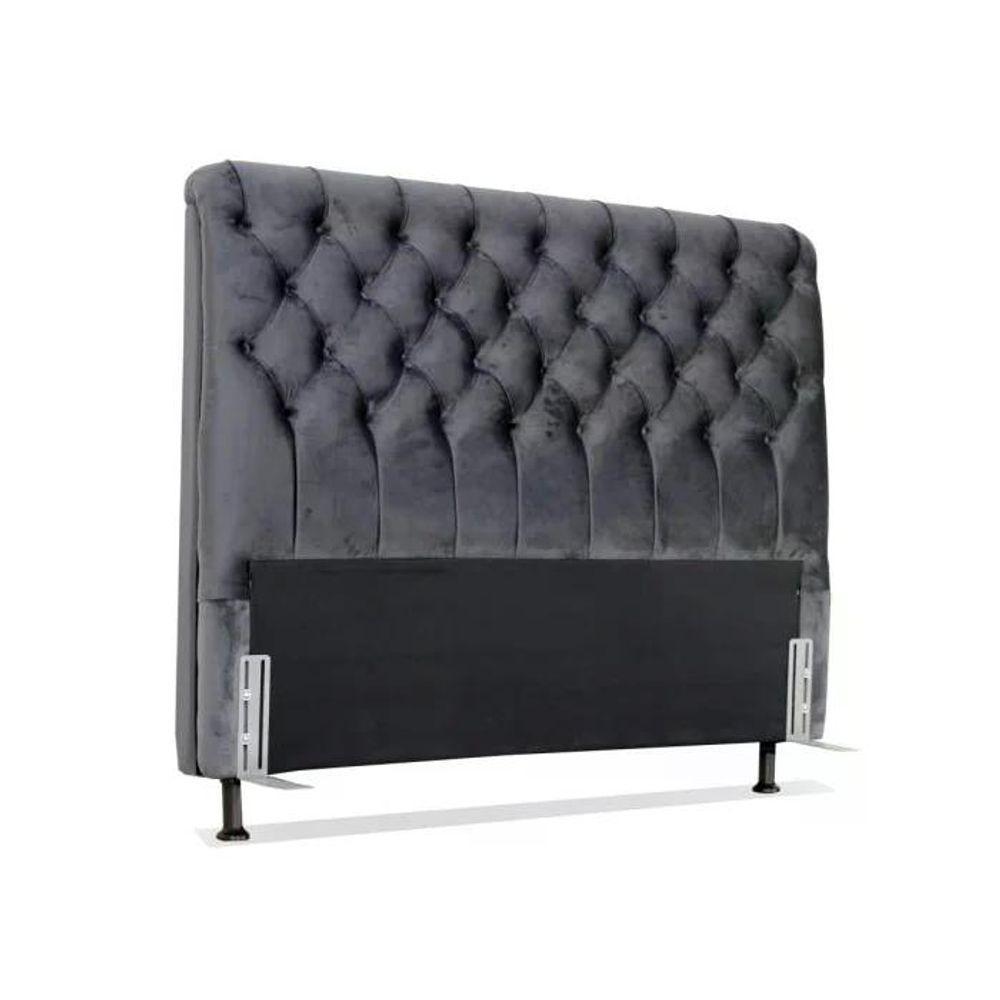 Cabeceira De Cama Box Casal 138cm Pádua Veludo Cinza - 1