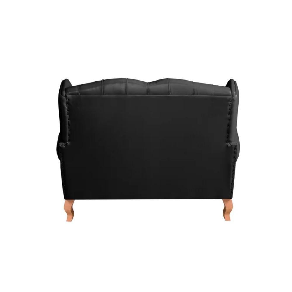 Poltrona Namoradeira Imperador Chesterfield Capitonê Couro Preto - 4