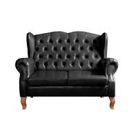 Poltrona Namoradeira Imperador Chesterfield Capitonê Couro Preto - 2