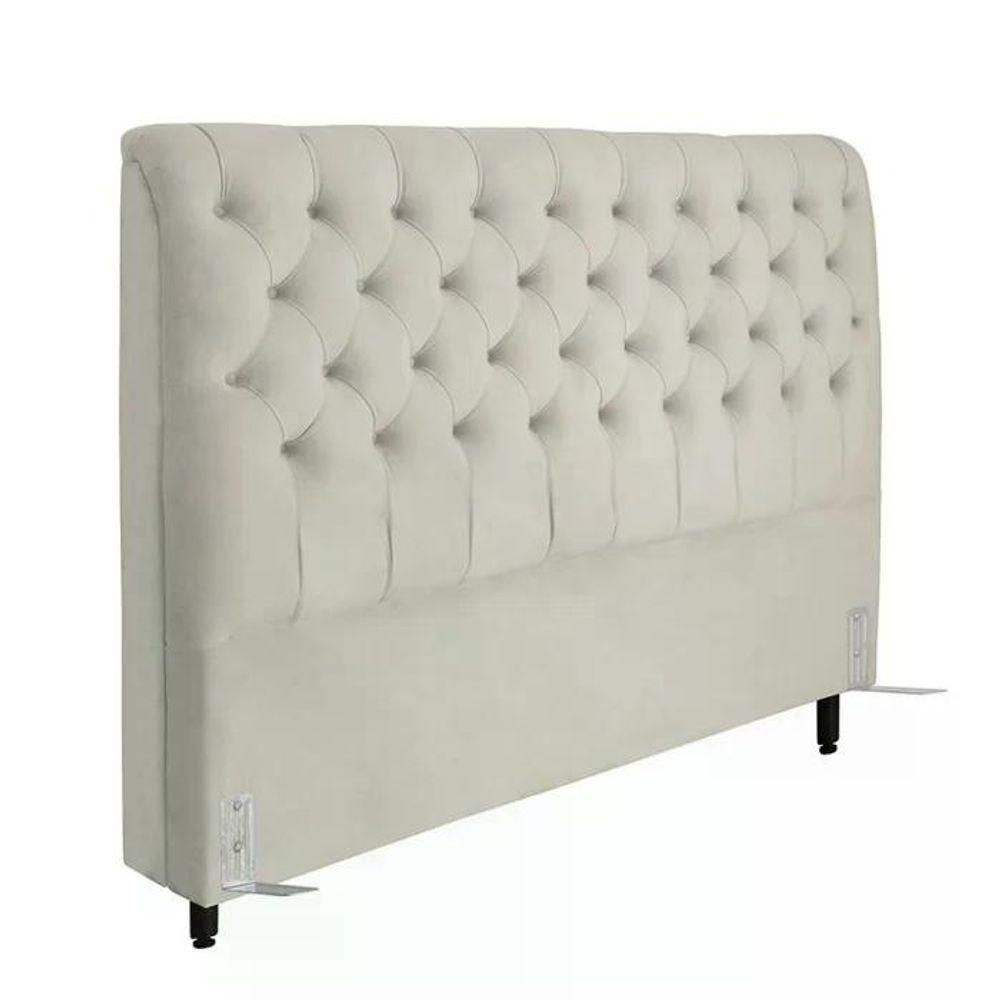 Cabeceira De Cama Box Casal Queen 158cm Pádua Veludo Marfim - 1