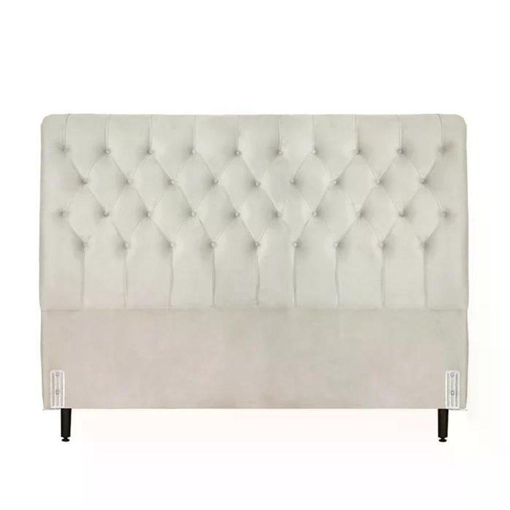 Cabeceira De Cama Box Casal Queen 158cm Pádua Veludo Marfim - 5