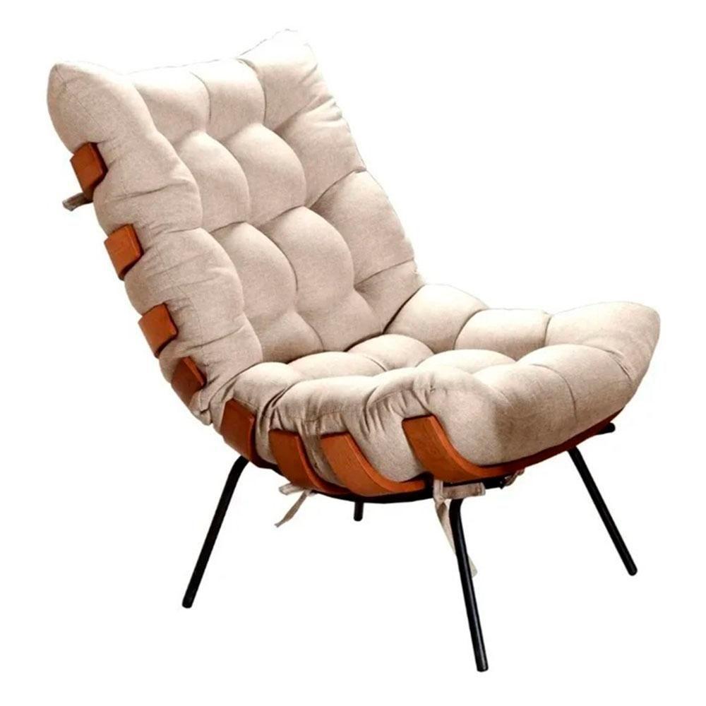 Poltrona Costela Tecido Linho Off White - 1