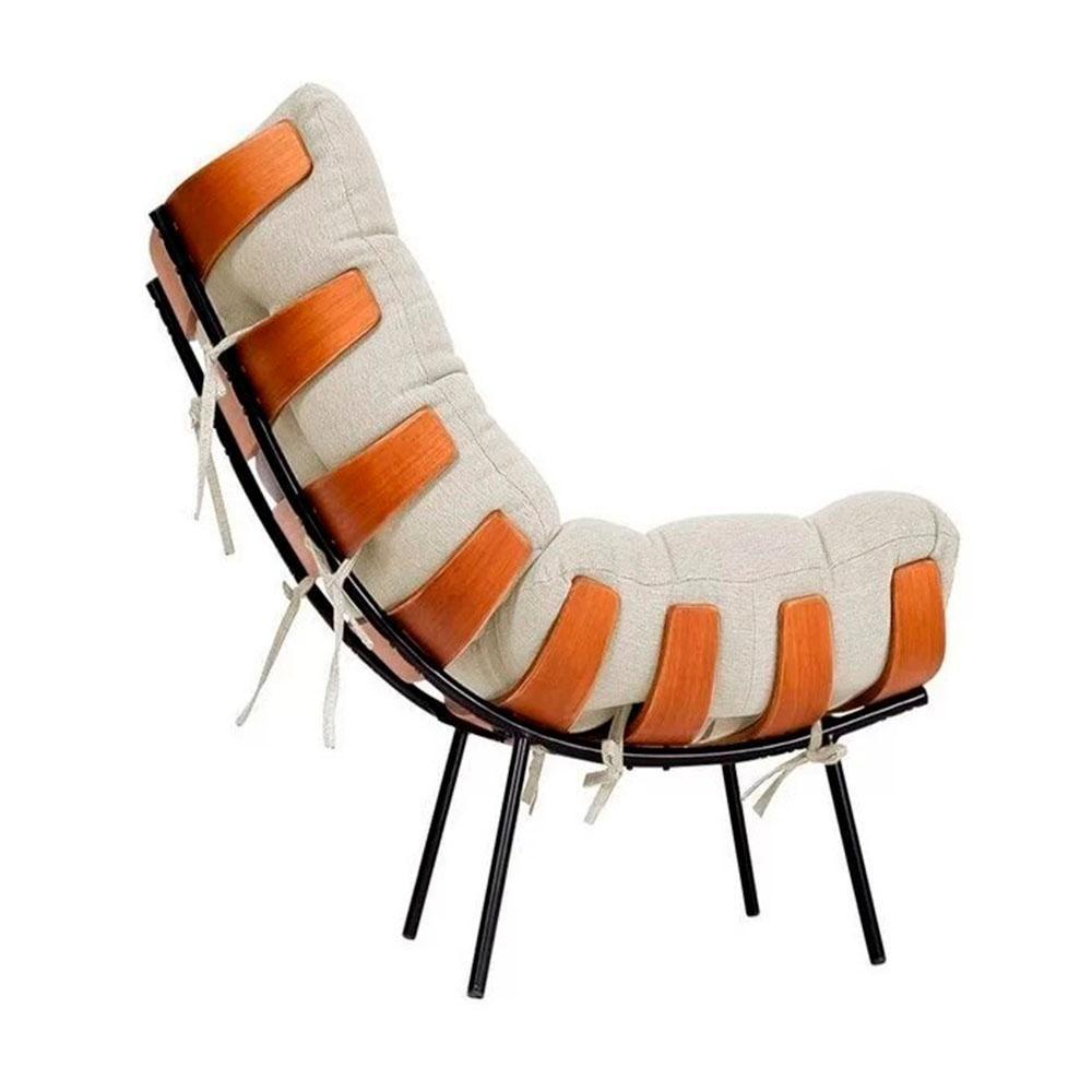 Poltrona Costela Tecido Linho Off White - 3