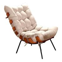 Poltrona Costela Tecido Linho Off White - 1