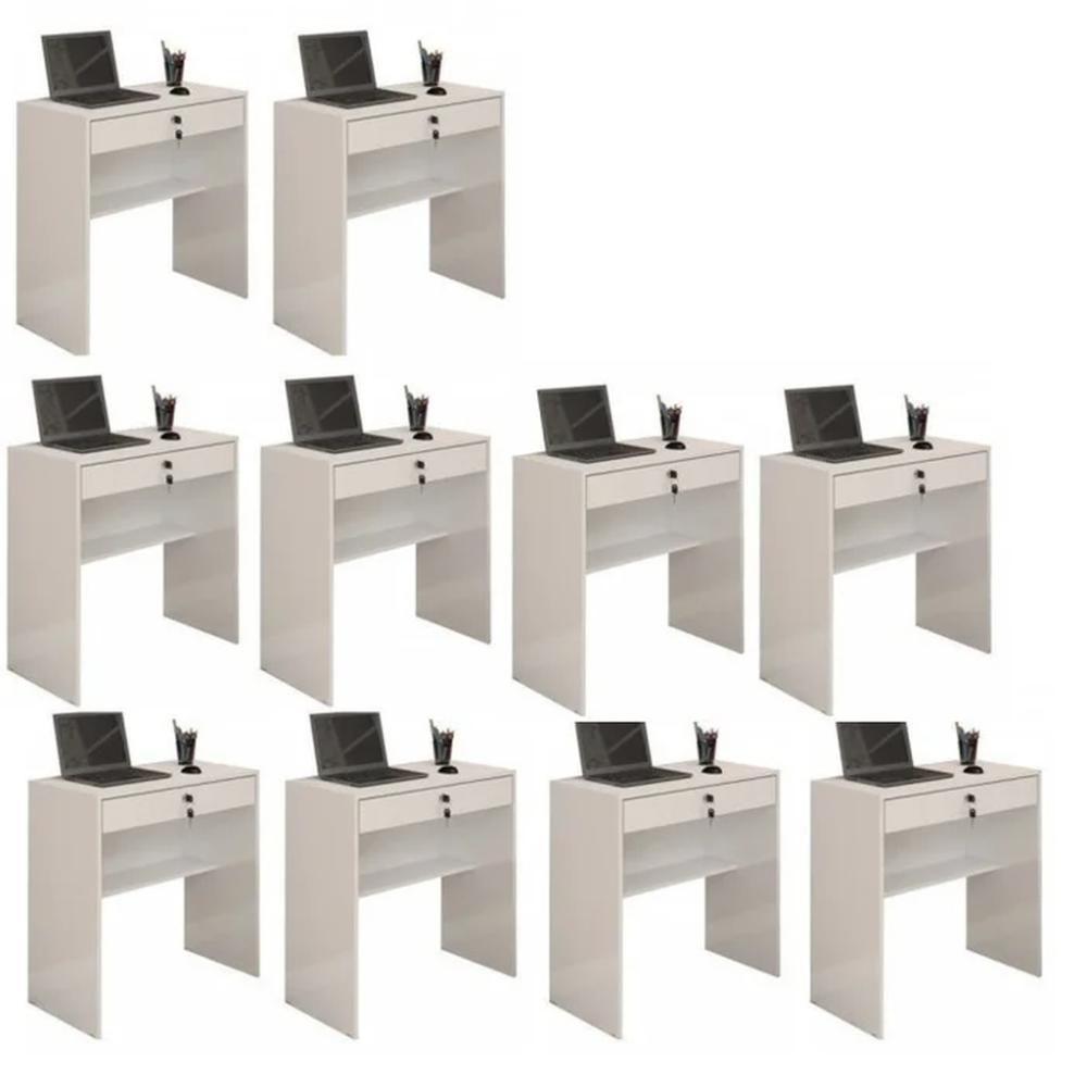 Kit 10 Escrivaninha Andorinha Jcm Movelaria Branco - 1