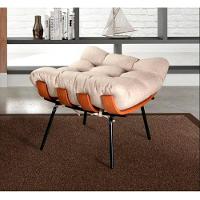 Poltrona Costela De Adão Com Puff Tecido Linho Off - 8