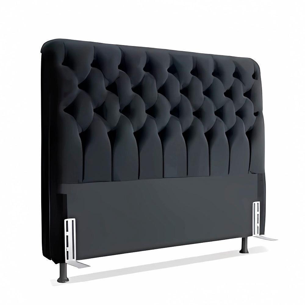 Cabeceira De Cama Box Casal Queen 158cm Pádua Veludo Preto - 1
