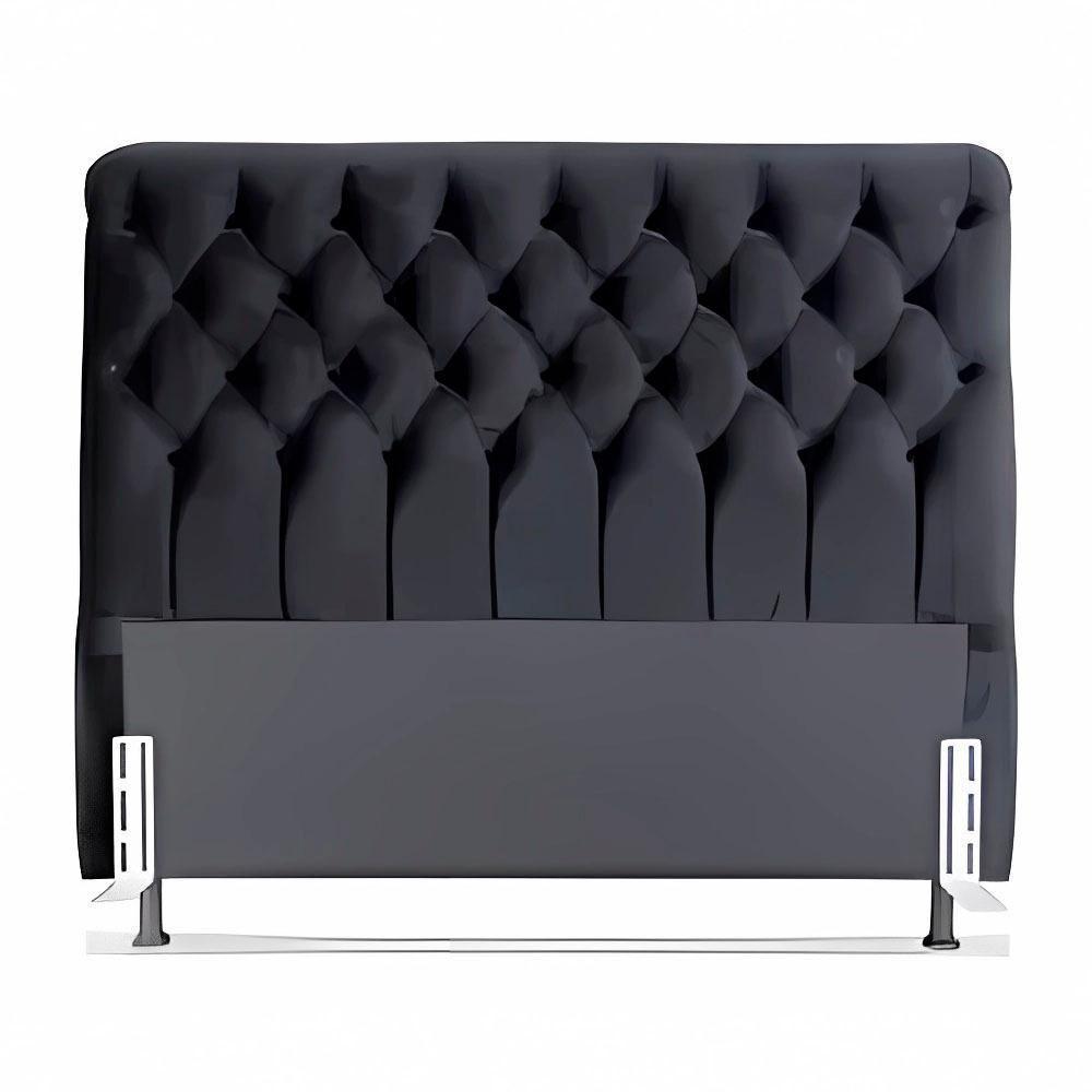 Cabeceira De Cama Box Casal Queen 158cm Pádua Veludo Preto - 4