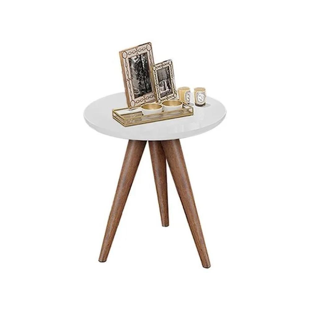 Conjunto De Mesa Lateral E Apoio Retrô Decore Branco - 3