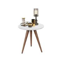 Conjunto De Mesa Lateral E Apoio Retrô Decore Off White - 2