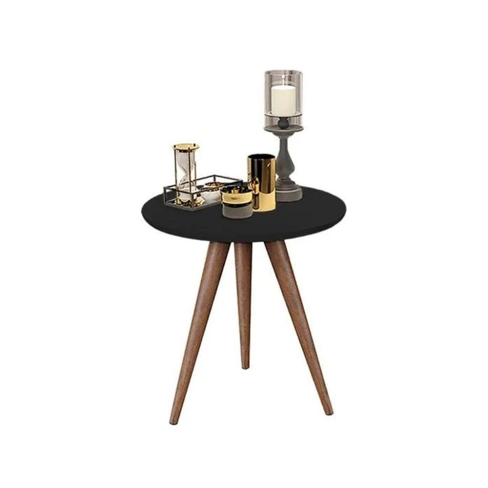Conjunto Mesa Lateral De Apoio Retrô Pés Palito Quality Móveis Preto - 2