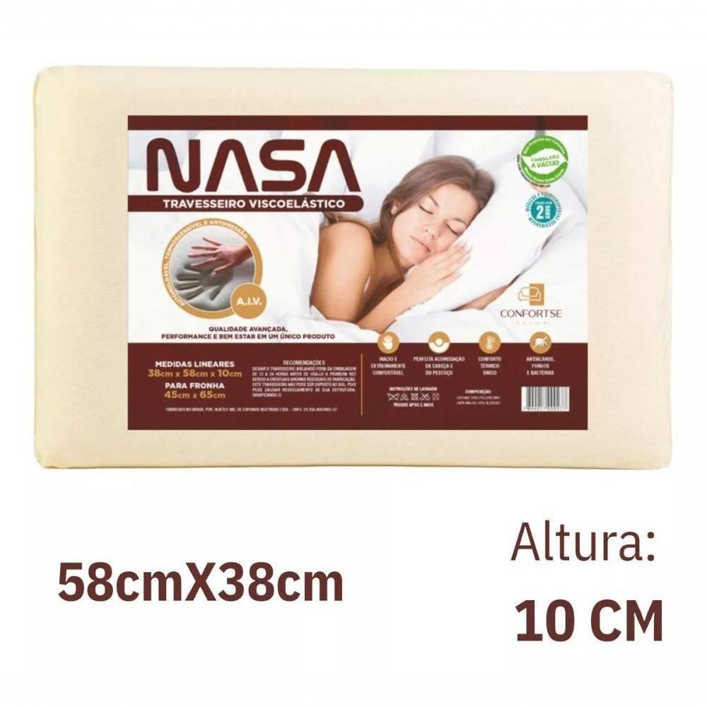 Kit 2 Travesseiros Nasa Viscoelástico Baixo 58x38 Cm - 4