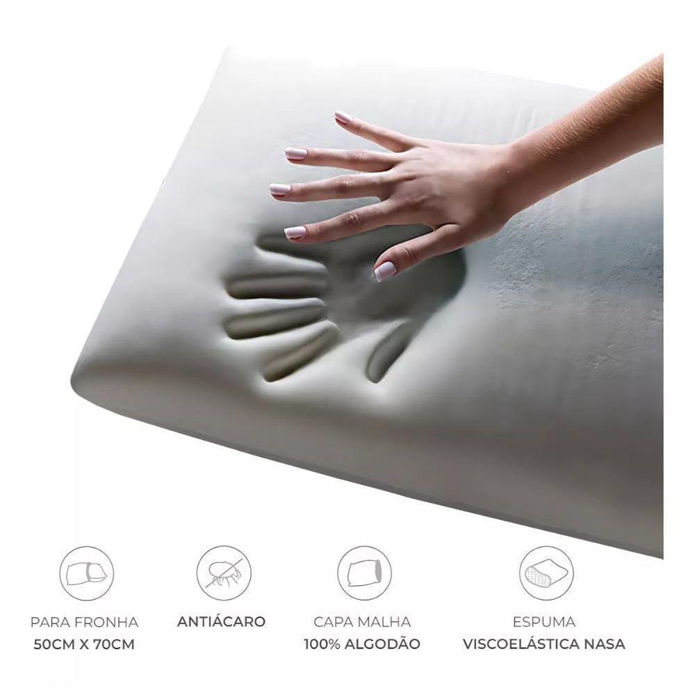 Kit 2 Travesseiros Nasa Viscoelástico Baixo 58x38 Cm - 10