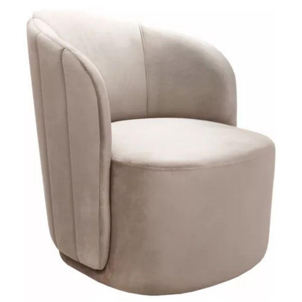 Poltrona Decorativa Stela Suede Bege Claro - 1