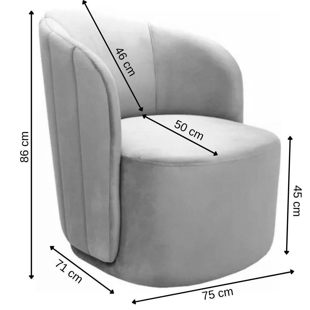 Poltrona Decorativa Stela Suede Bege Claro - 3