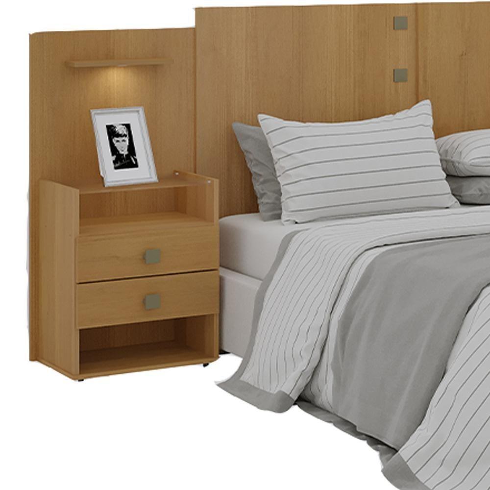 Cabeceira Casal/queen Rubi Extensível Com 2 Mesas De Cabeceira D'doro Cinamono 1,40/1,60m - 2