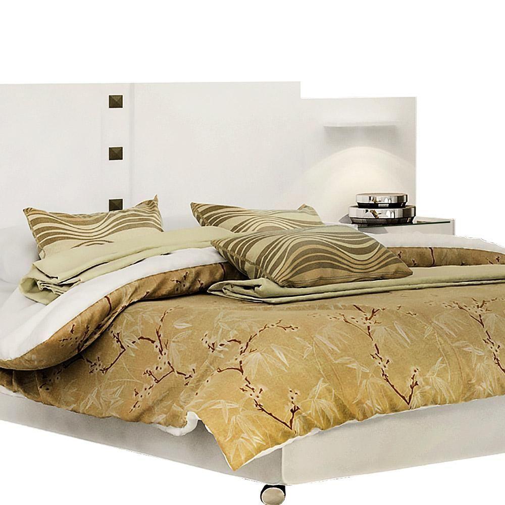 Cabeceira Casal/queen Rubi Extensível Com 2 Mesas De Cabeceira D'doro Branco 1,40/1,60m - 4