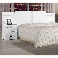 Cabeceira Casal/queen Rubi Extensível Com 2 Mesas De Cabeceira D'doro Branco 1,40/1,60m - 2