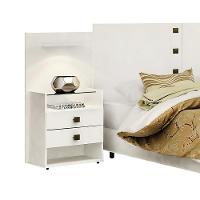 Cabeceira Casal/queen Rubi Extensível Com 2 Mesas De Cabeceira D'doro Branco 1,40/1,60m - 3