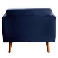 Poltrona Decorativa Luma Suede Azul Marinho Com Pés Em Madeira - 5