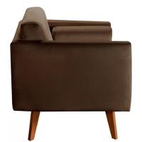 Poltrona Decorativa Luma Veludo Marrom Com Pés Em Madeira - 2