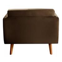 Poltrona Decorativa Luma Veludo Marrom Com Pés Em Madeira