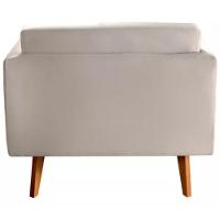 Poltrona Decorativa Luma Suede Bege Claro Com Pés Em Madeira