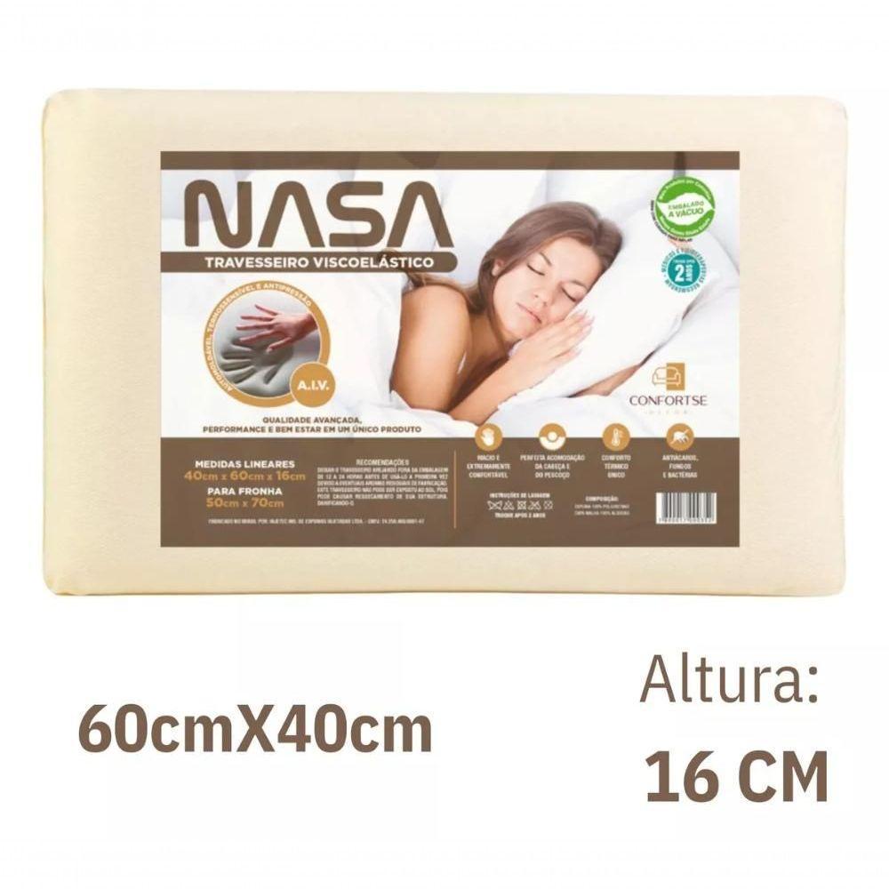 Kit 2 Travesseiros Nasa Viscoelástico Alto 60x40 Cm - 7
