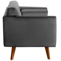 Poltrona Decorativa Luma Suede Cinza Grafite Com Pés Em Madeira - 2