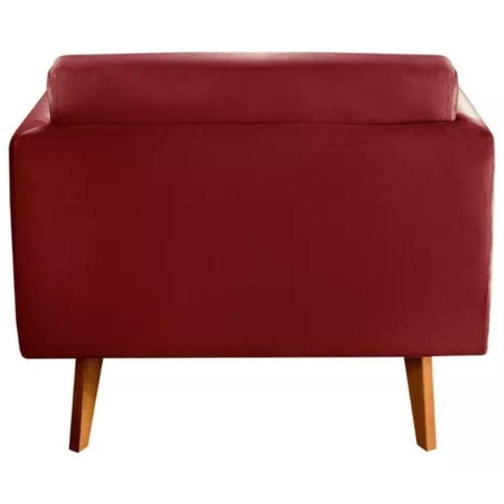 Poltrona Decorativa Luma Suede Bordô Com Pés Em Madeira - 2