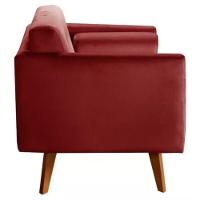 Poltrona Decorativa Luma Suede Bordô Com Pés Em Madeira