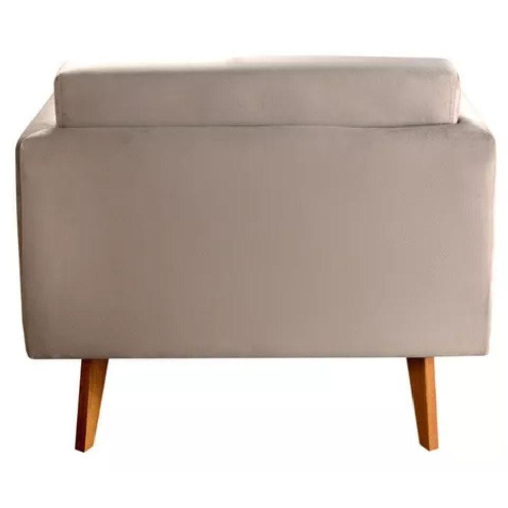 Poltrona Decorativa Luma Veludo Capuccino Com Pés Em Madeira - 4