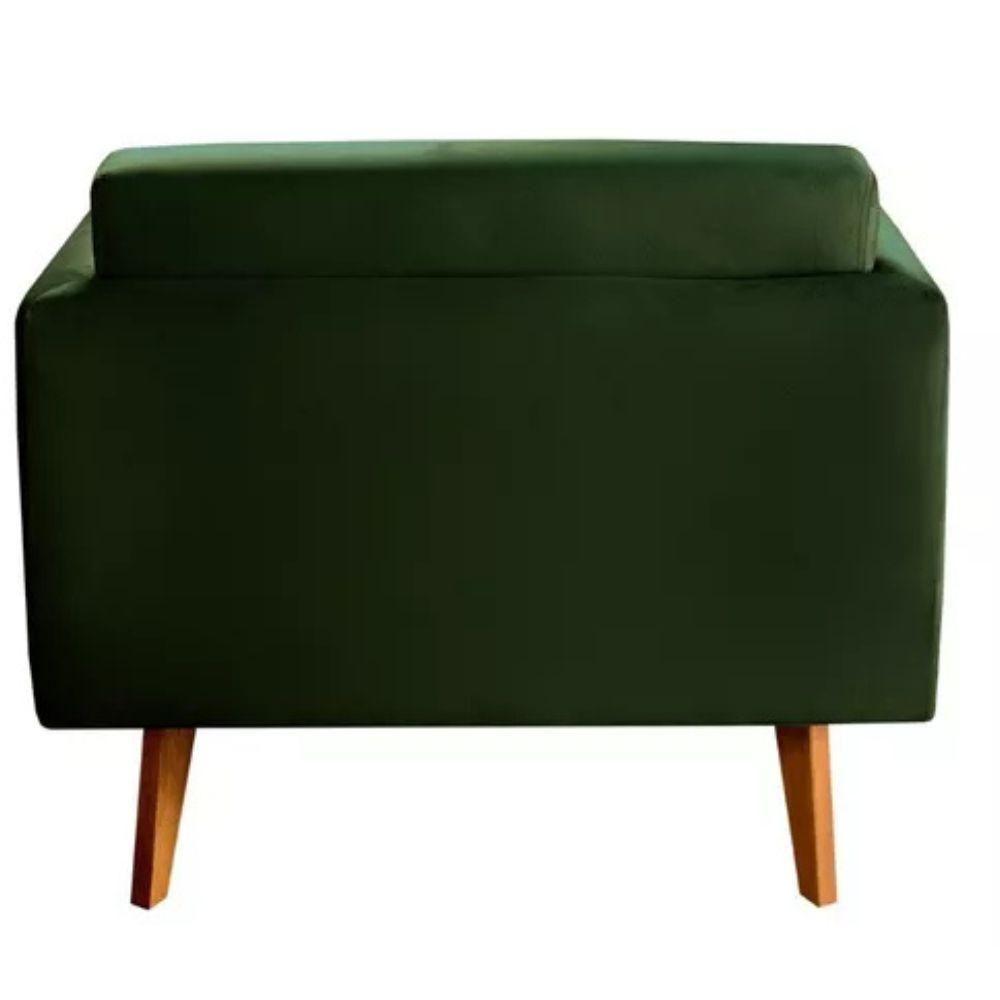 Poltrona Decorativa Luma Veludo Verde Com Pés Em Madeira - 5