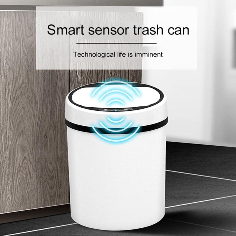 Lixeira Automatica Branca Grande 12 Litros Sensor Inteligente Cozinha Banheiro Inox Cesto Lixo - 2