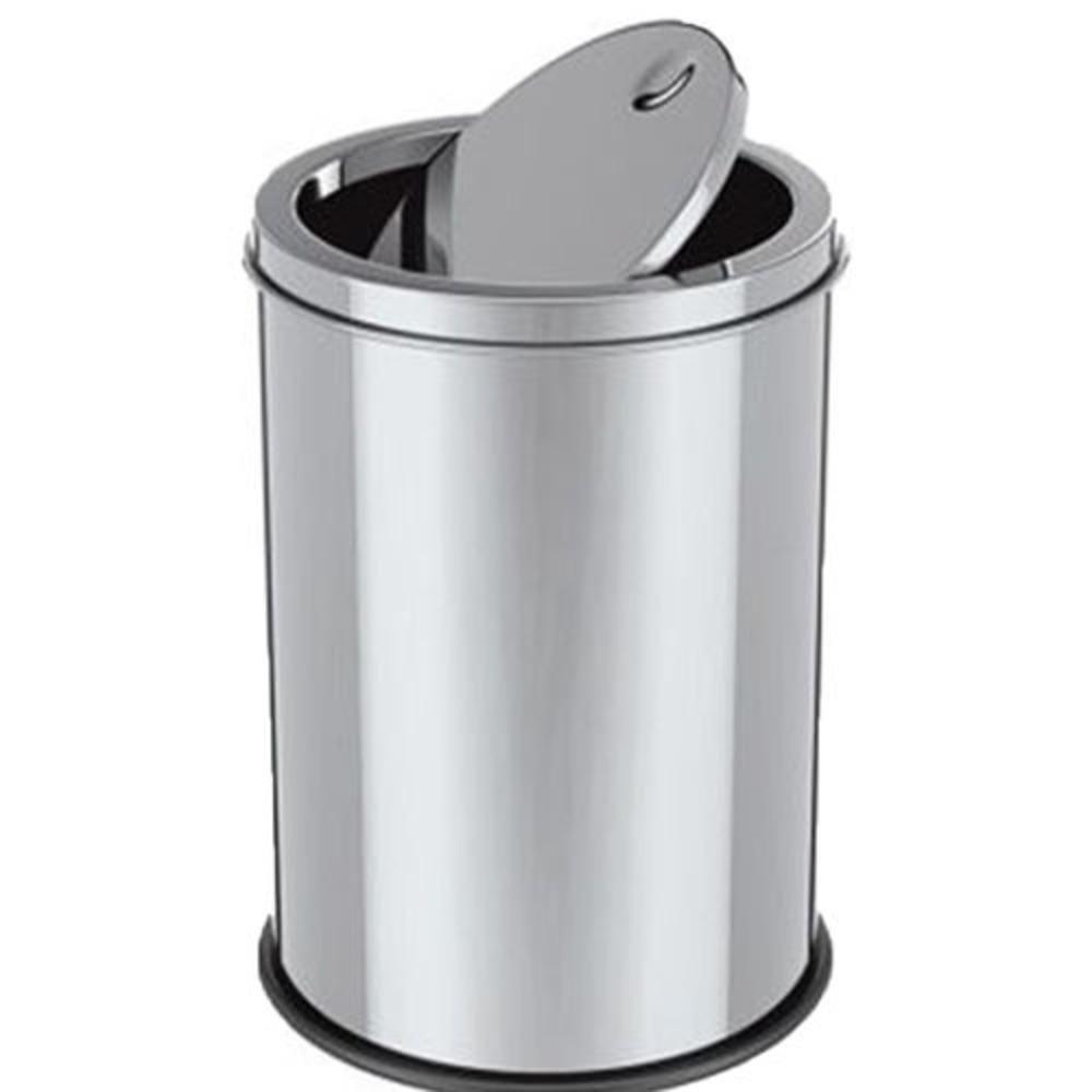 Lixeira Em Inox Basculante 12 Litros Cesto De Lixo Tampa Giratoria Vai E Vem Luxo Grande Banheiro Cozinha Escritorio - 4