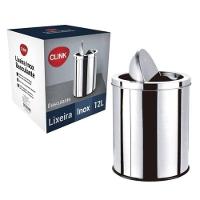 Lixeira Em Inox Basculante 12 Litros Cesto De Lixo Tampa Giratoria Vai E Vem Luxo Grande Banheiro Cozinha Escritorio - 1