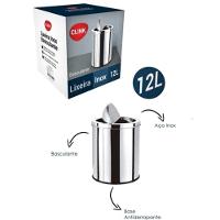 Lixeira Em Inox Basculante 12 Litros Cesto De Lixo Tampa Giratoria Vai E Vem Luxo Grande Banheiro Cozinha Escritorio - 2