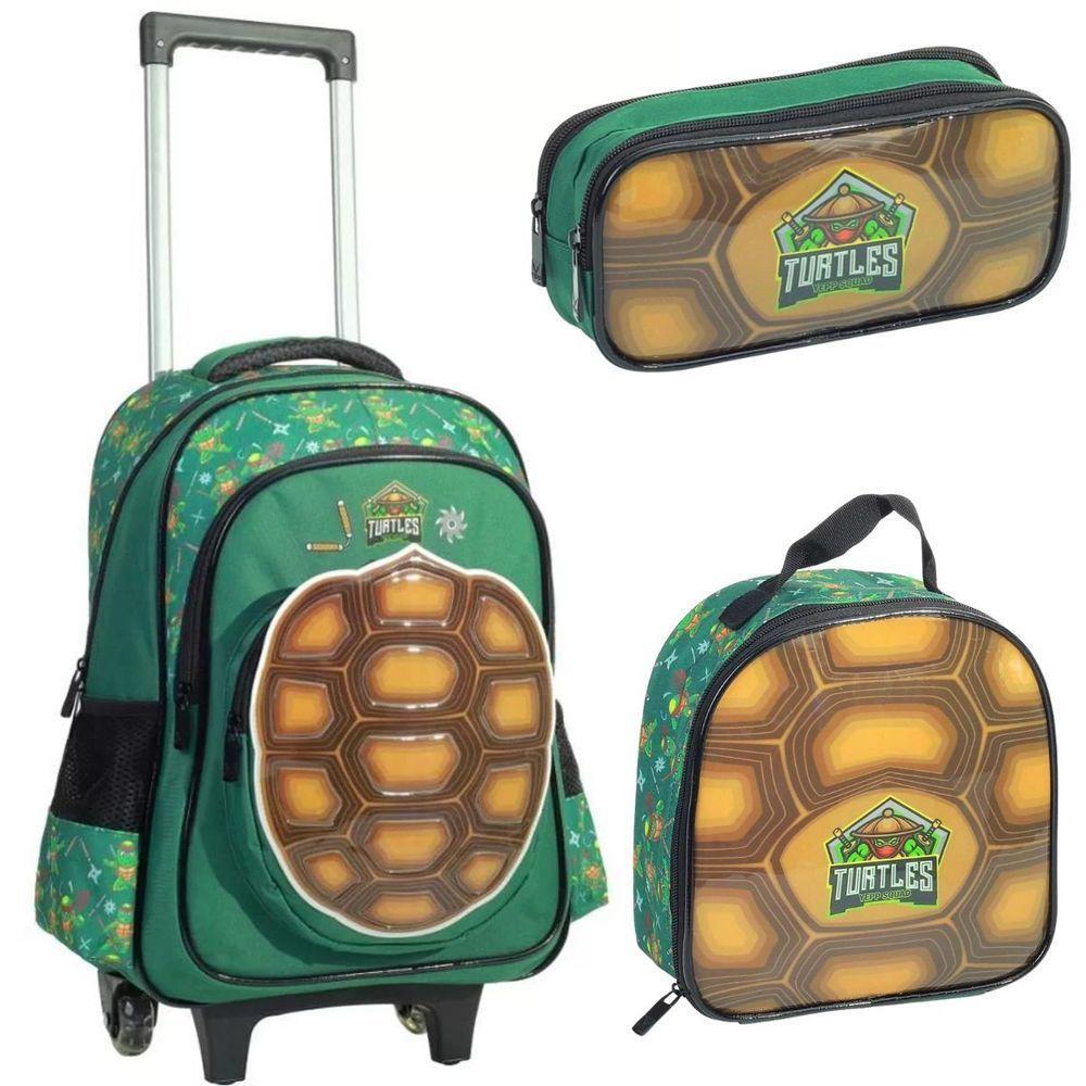 Kit Mochila Rodinha Lancheira Estojo Duplo Tartarugas Ninja Yepp - 1