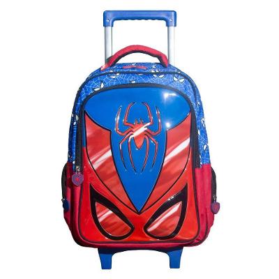 Kit Mochila Escolar Infantil De Rodinhas Com Lancheira E Estojo Yins Em Pvc 3d Kids Spider Azul