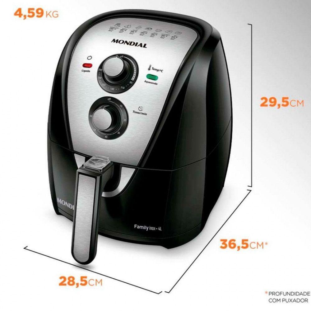 Fritadeira Elétrica Mondial Air Fryer 4 Litros Afn-40 Preto/inox 220v - 3