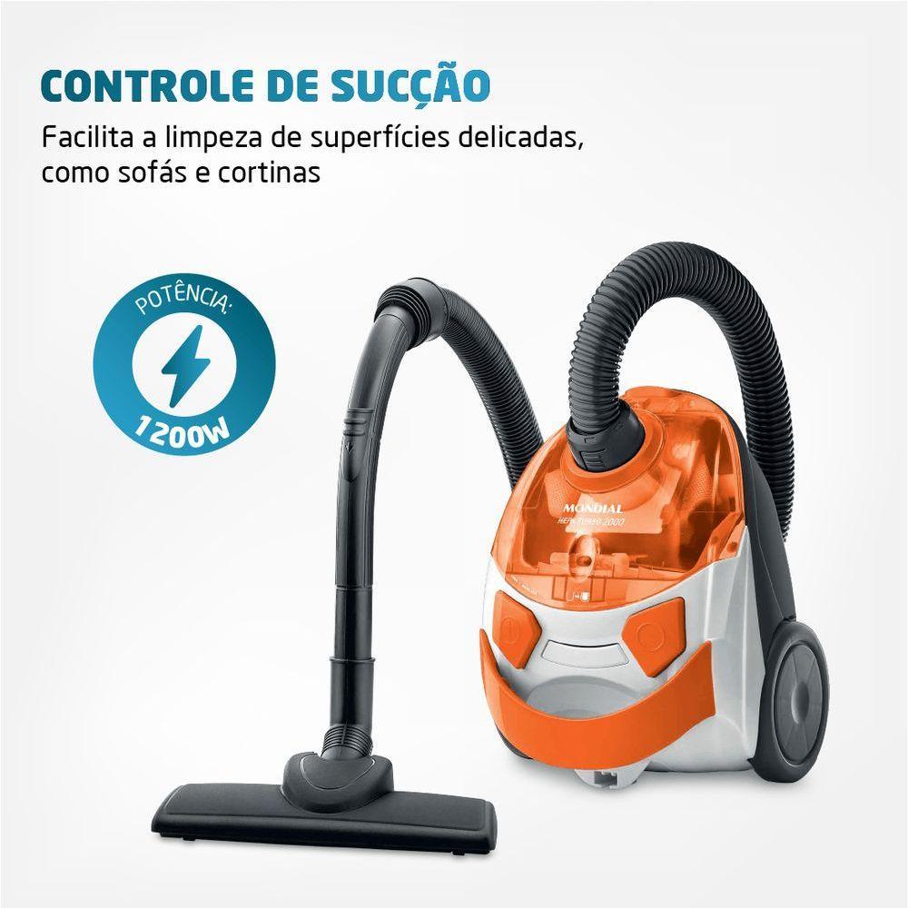 Aspirador De Pó Mondial Turbo Hepa Branco e Laranja AP-15 220V - 3