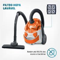Aspirador De Pó Mondial Turbo Hepa Branco e Laranja AP-15 220V