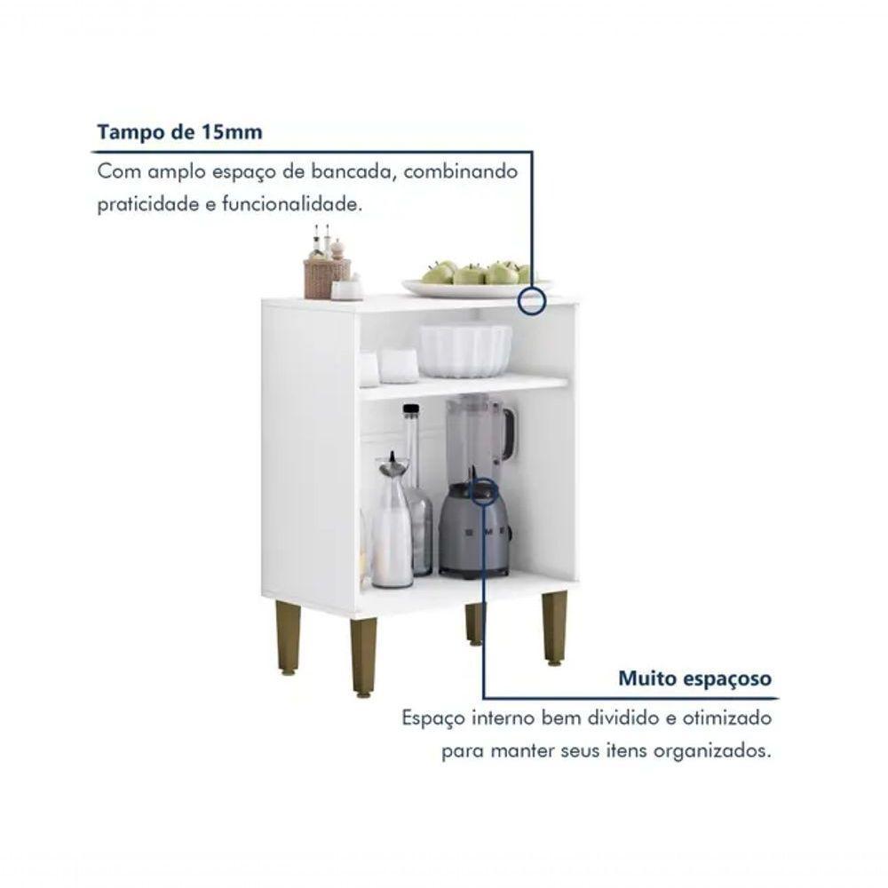 Balcão 2 Portas Lorena Kaiki Móveis - Branco - 3
