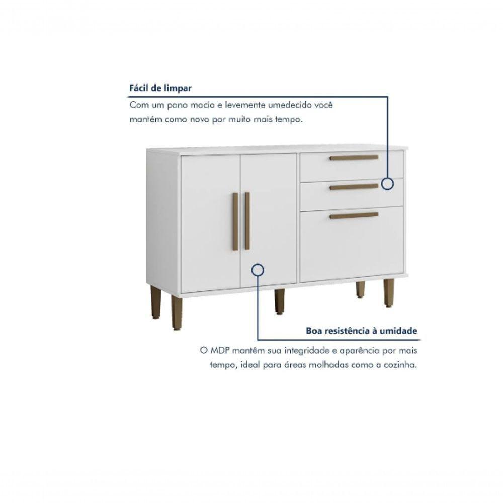 Balcão 3 Portas 2 Gavetas Lorena Kaiki Móveis - Branco - 4